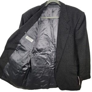 Mens Gianfranco Ruffini Italy Houndstooth Blazer Sport Coat 42R Cashmere Black‎